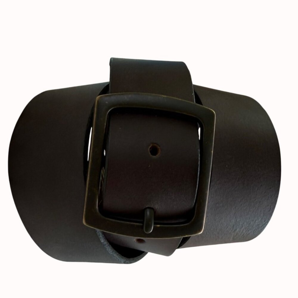 Old Navy Brown Belt Size M Italian Leather Brass Buckle USA Waist 32-34 Casual